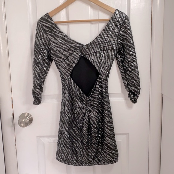 Black and silver zebra print spandex dress - Picture 4 of 4